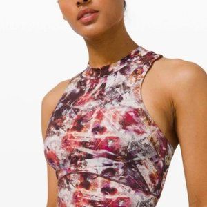 Lululemon Everlux and Mesh Cropped Tank Urbantricity Multi / Dark Terracotta